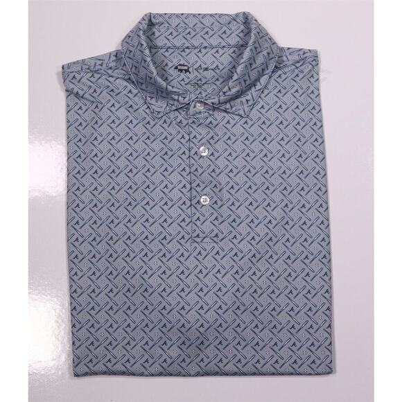 Onward Reserve x Atlanta Braves Gray Geometric Print Golf Polo Shirt Men's Large - Picture 1 of 8